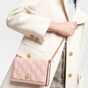Brand New Gucci GG Matelasse Chain Strap Wallet